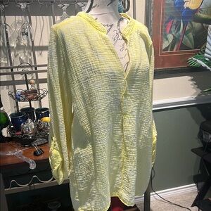 Yellow Textured Long Sleeve Blouse